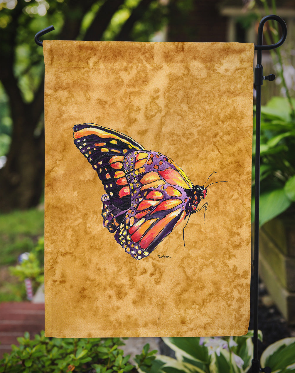 Butterfly on Gold Garden Flag Mailbox Decorative Yard Banner Outside Patio Artwork for Flower Beds, Garden Size, Multicolor
