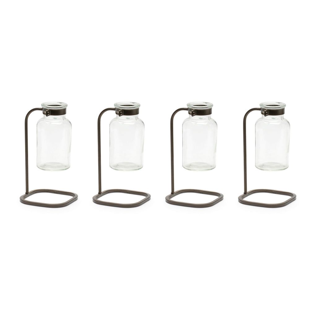 Bottle Vase in Iron Stand (Set of 4)