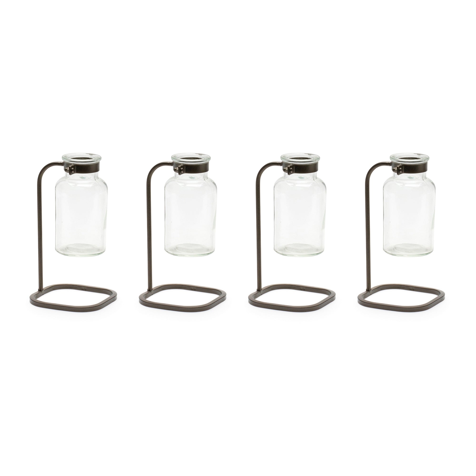 Bottle Vase in Iron Stand (Set of 4)