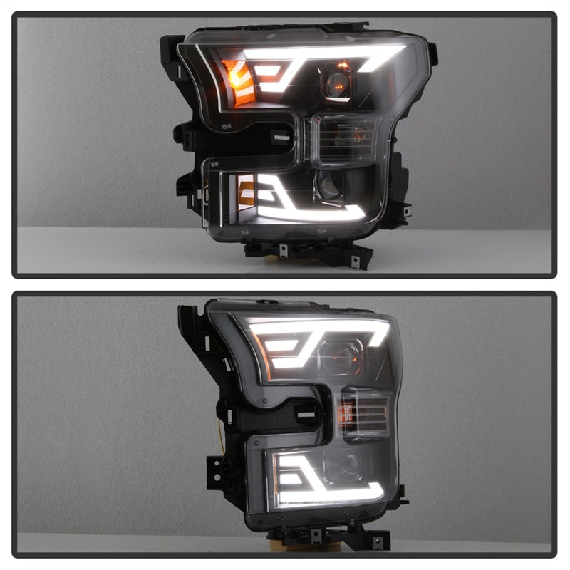 SPYDER xTune 15-17 Ford F-150 DRL LED Light Bar Projector Headlights - Black (PRO-JH-FF15015-LB-BK) 9042935