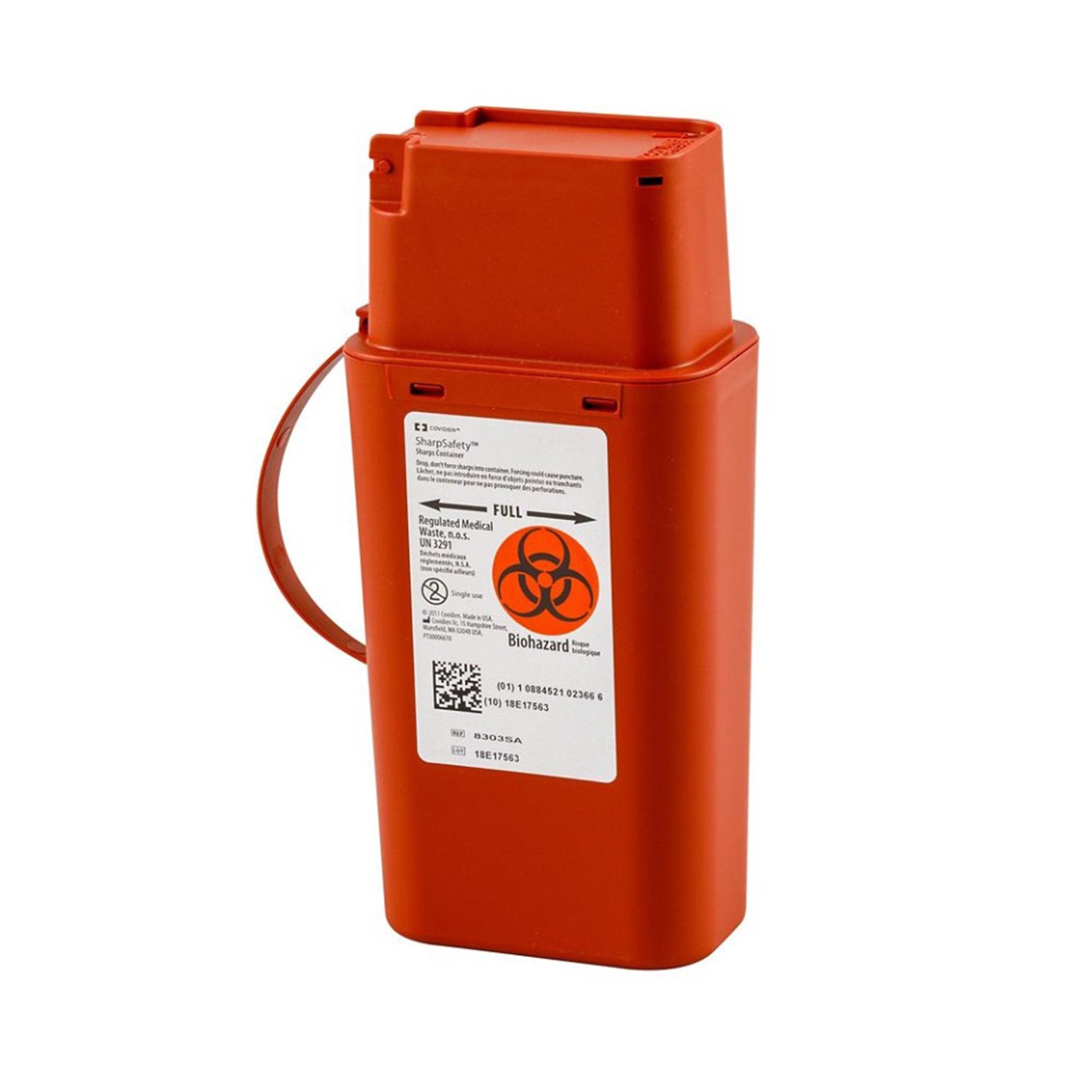 SharpSafety™ Sharps Transport Container, 1 Quart, 8¾ x 2½ x 4½ Inch 8303SA