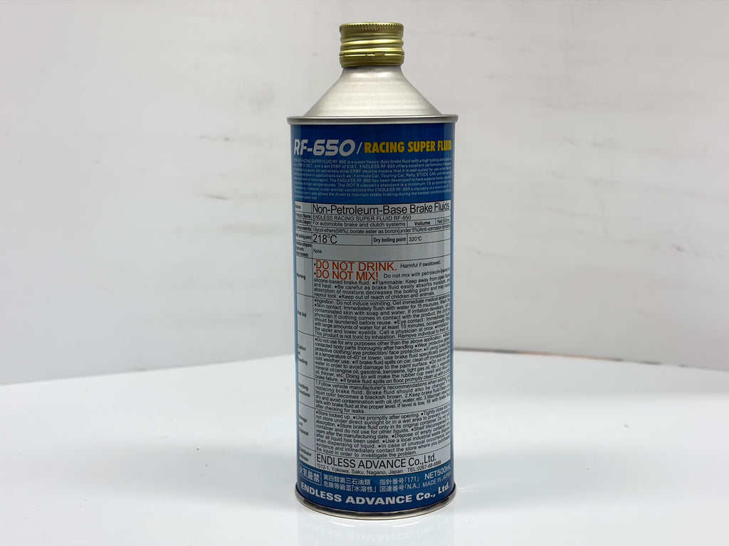 Endless RF‑650 Racing Brake Fluid 500 mL - 613°F Dry Boiling Point, Motorsport Grade RF650