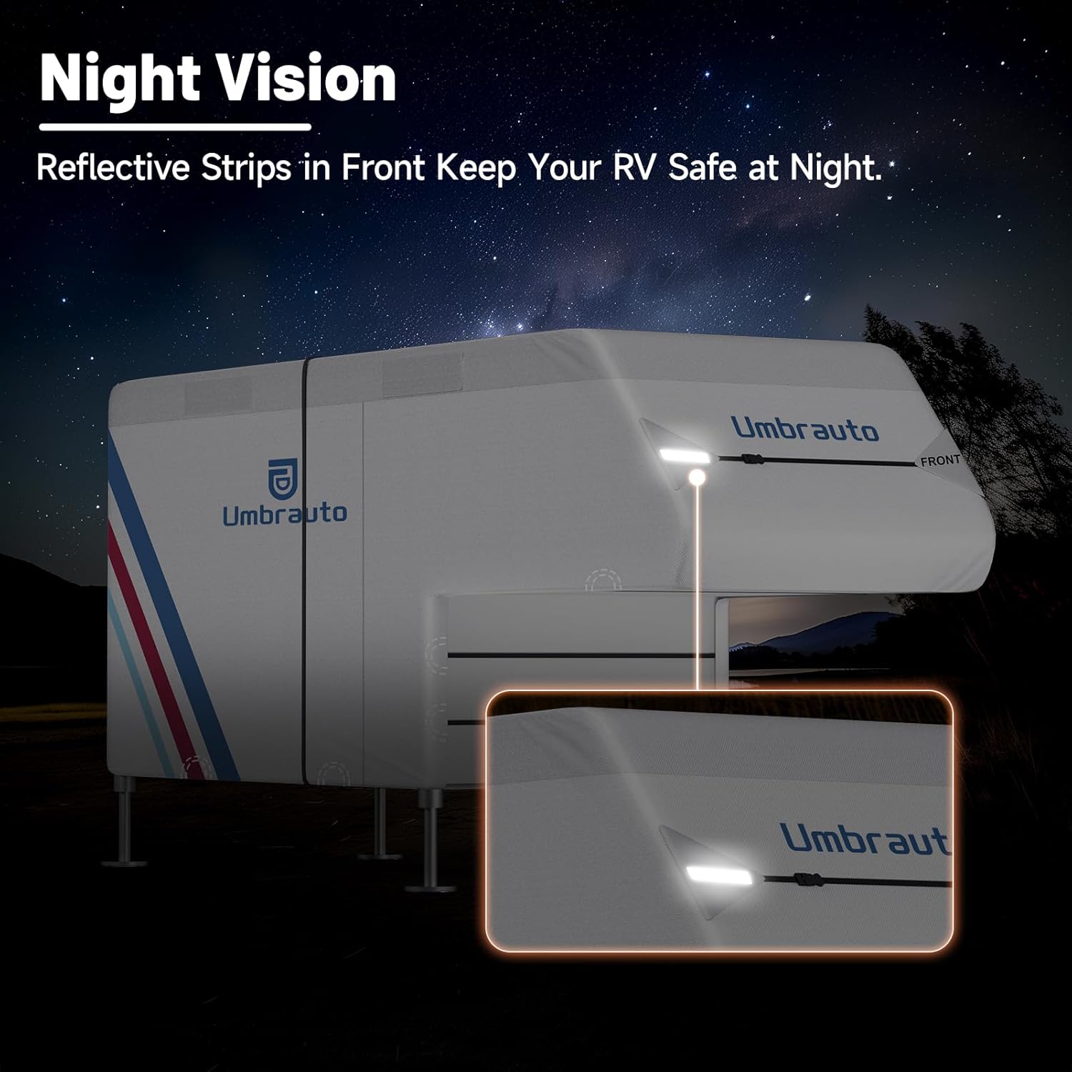 Umbrauto Slide-In Truck Camper Cover — 300D Oxford Waterproof RV Cover, Silver-Coated All-Weather Protection with Windproof Straps & Air Vents