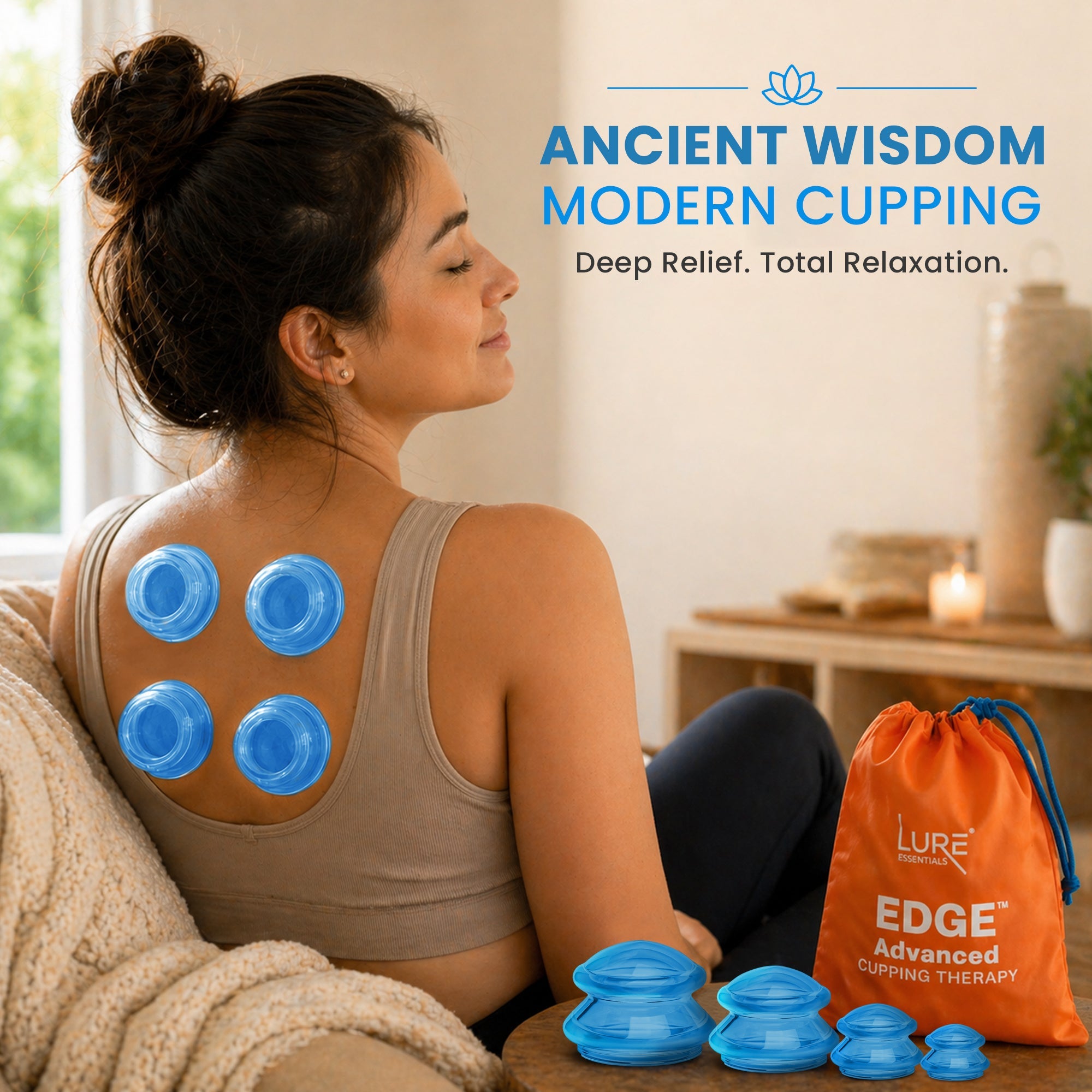 EDGE™ Cupping Therapy Set Blue, 4 Cups