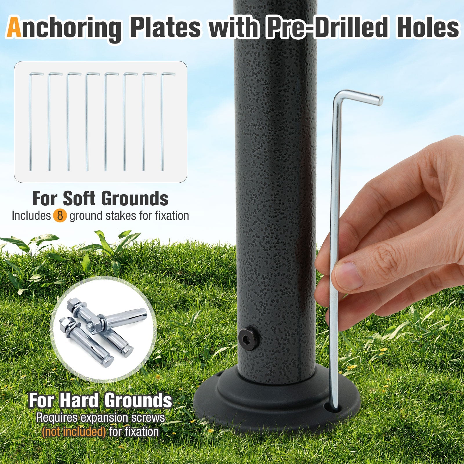 8 x 5 Feet Grill Gazebo with 2 Shelves 6 Hooks and Metal Frame-Gray