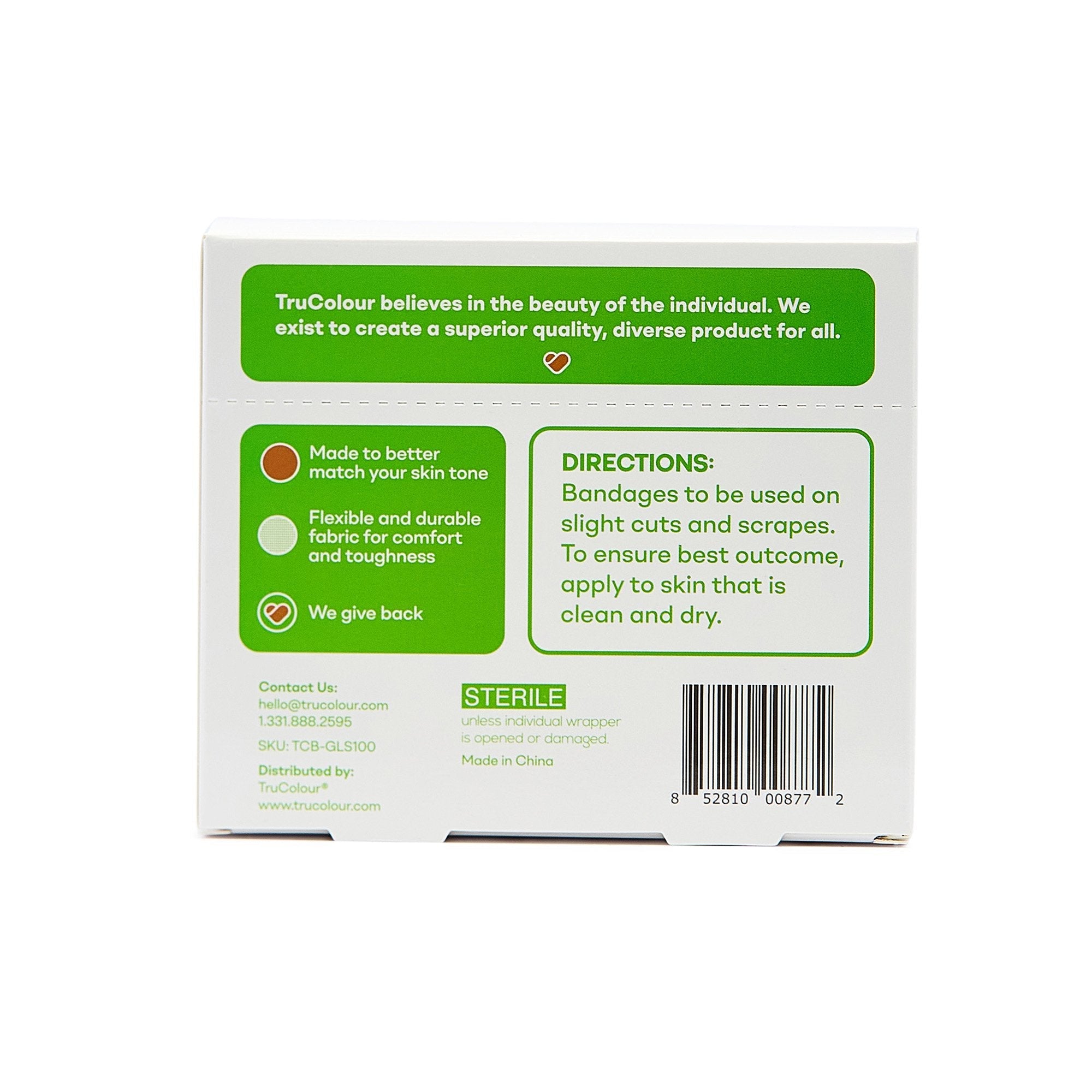 Tru-Colour Skin Tone Shade Fabric Bandage Adhesive Strips – Olive, 1 x 3 Inch TCB-GLS100