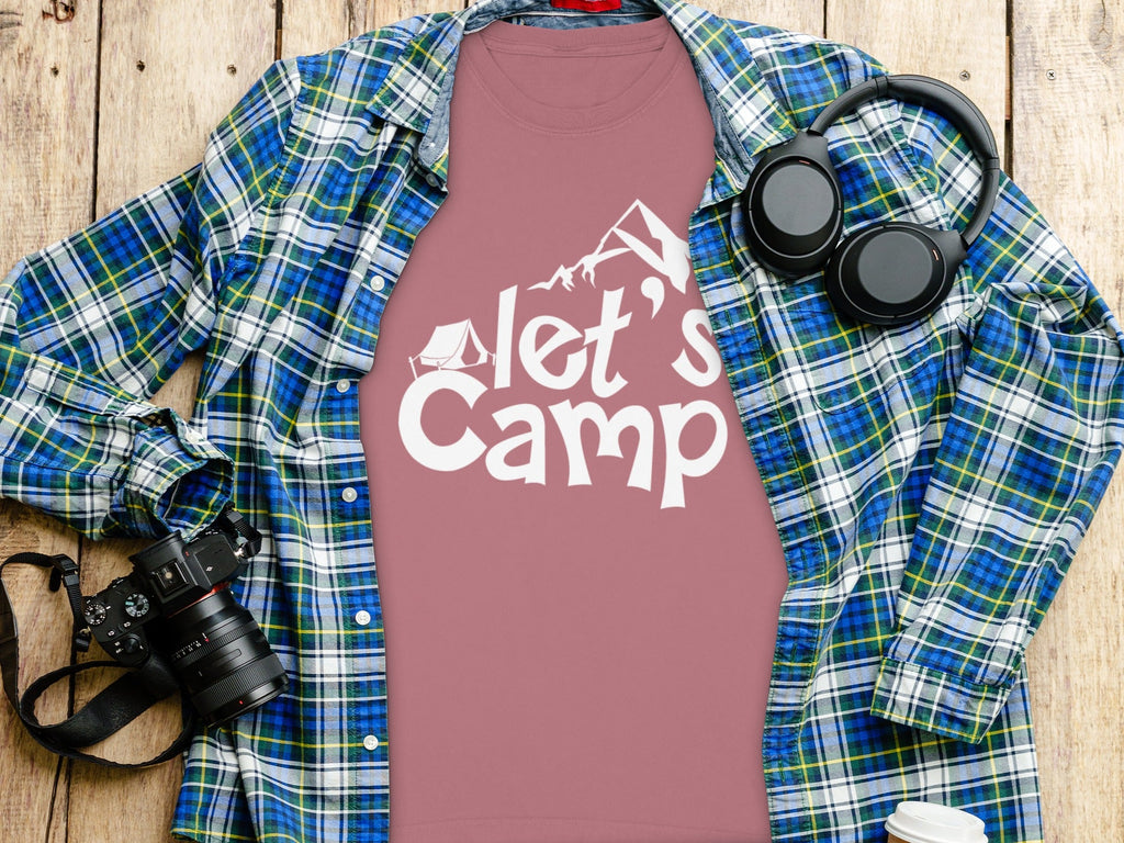 Let's Camp Tent and Mountain Design Adventure Long Sleeve T-Shirt