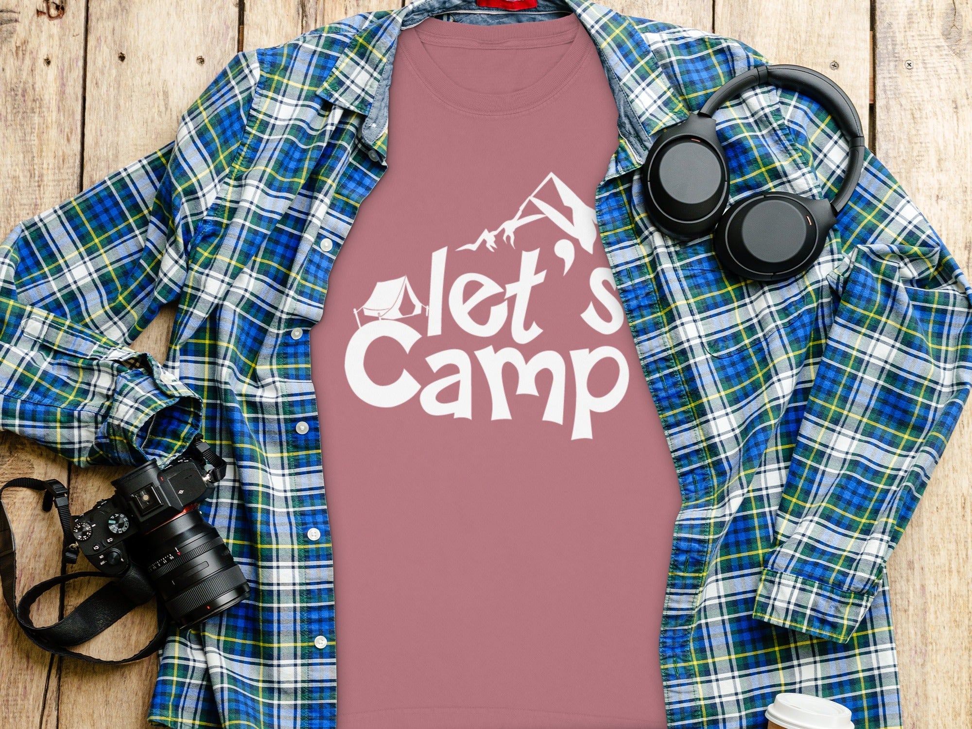 Let's Camp Tent and Mountain Design Adventure Long Sleeve T-Shirt