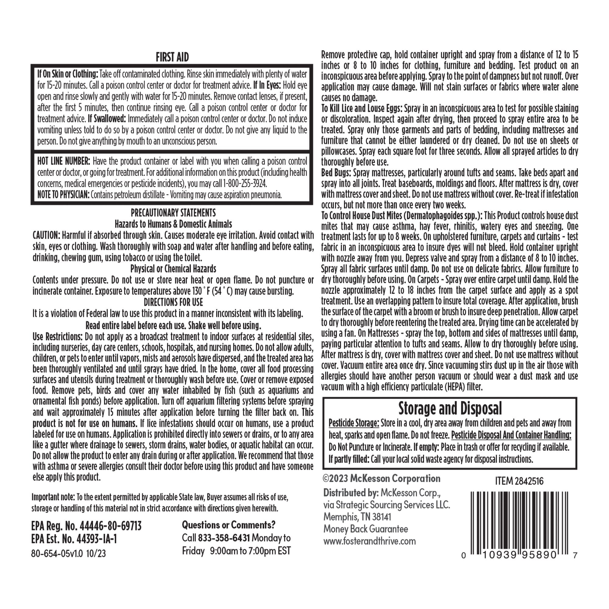 Foster & Thrive™ Lice, Bedbug, and Mite Furniture Spray, 5-ounce aerosol spray 01093995890