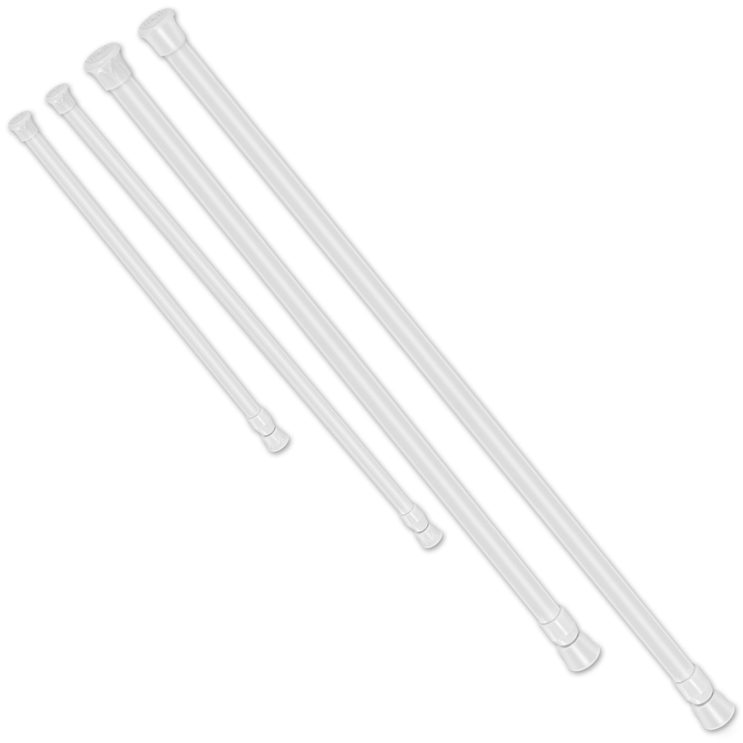 Tension Curtain Rod Spring Load Adjustable Curtain Pole Heavy-Duty Steel 4 Sizes for Bathroom Wardrobe Kitchen Balcony