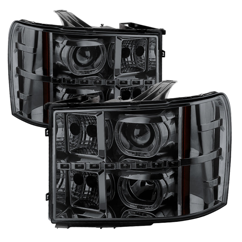 SPYDER Xtune GMC Sierra 1500/2500/3500 07-13 Projector Headlights LED Halo- Smoked PRO-JH-GSIE07-CFB-SM 9032295