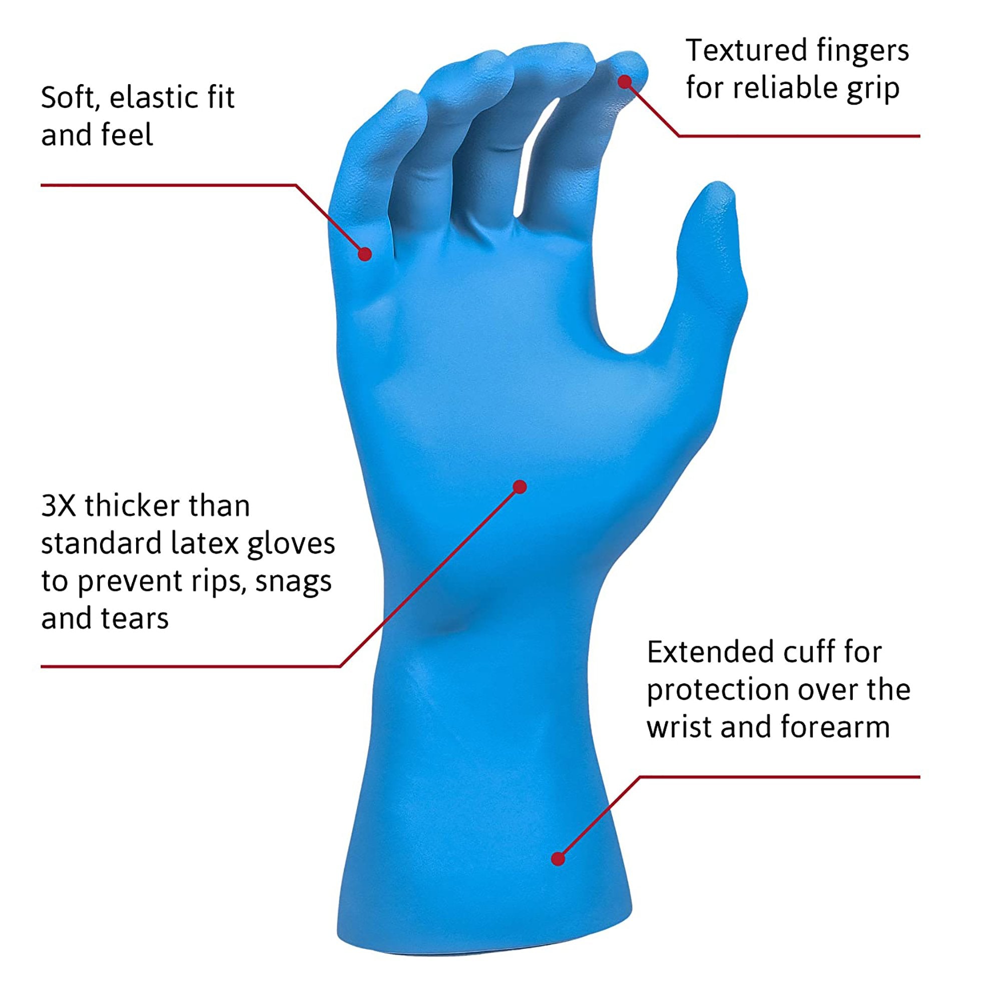 SafeGrip® Latex Extended Cuff Length Exam Glove, Extra Large, Blue SG-375-XL