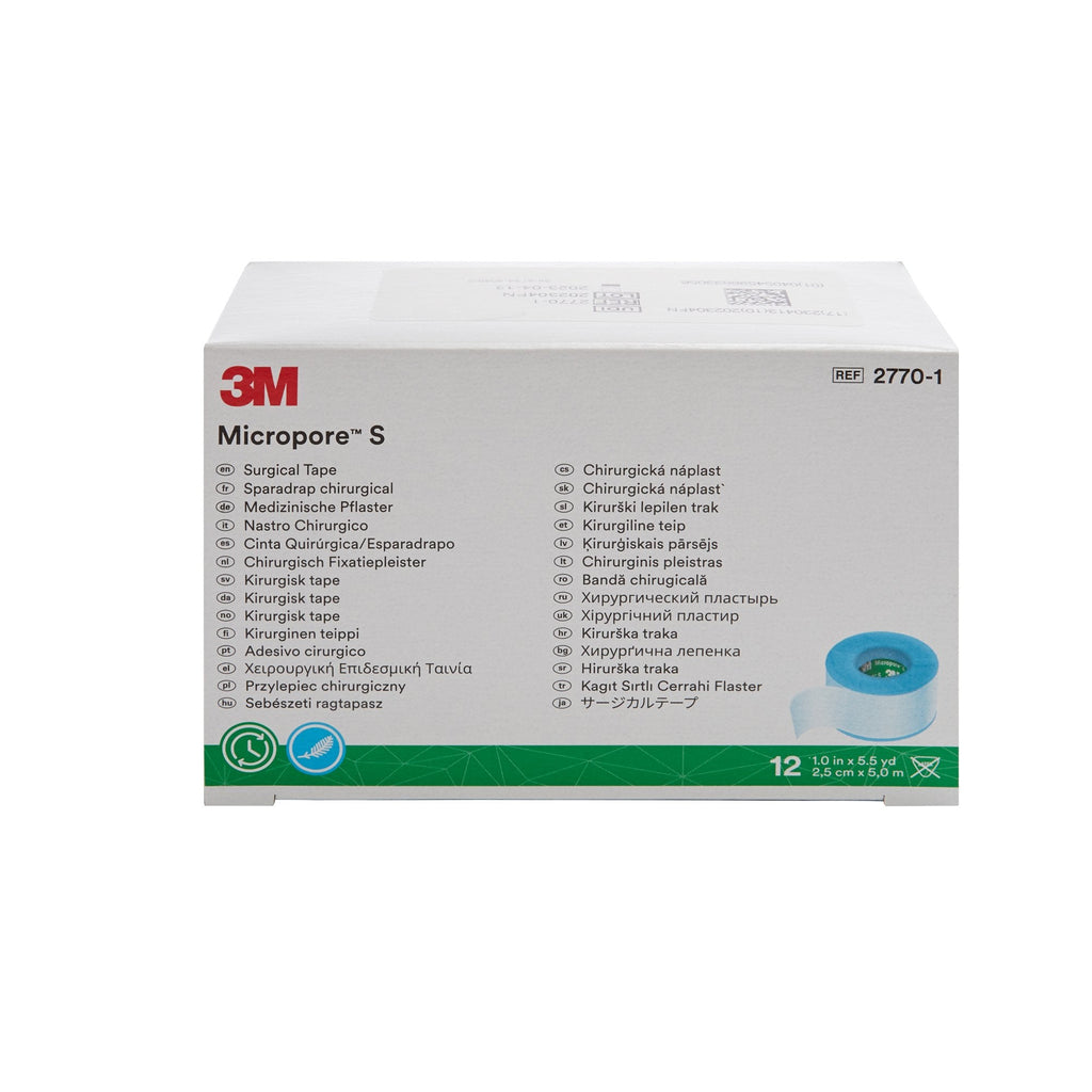 3M™ Micropore™ S Silicone Medical Tape, 1 Inch x 5-1/2 Yard, Blue 2770-1
