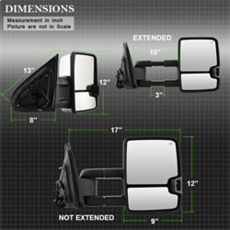 SPYDER xTune Chevy Silverado 14-16 Heated Amber LED Signal Mirror Chrome MIR-CSIL14S-G3C-PWH-AM-SET 9936777