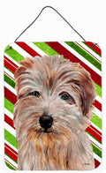 Norfolk Terrier Candy Cane Christmas Wall or Door Hanging Prints Aluminum Metal Sign Kitchen Wall Bar Bathroom Plaque Home Decor Front Door Plaque, 12x16, Multicolor