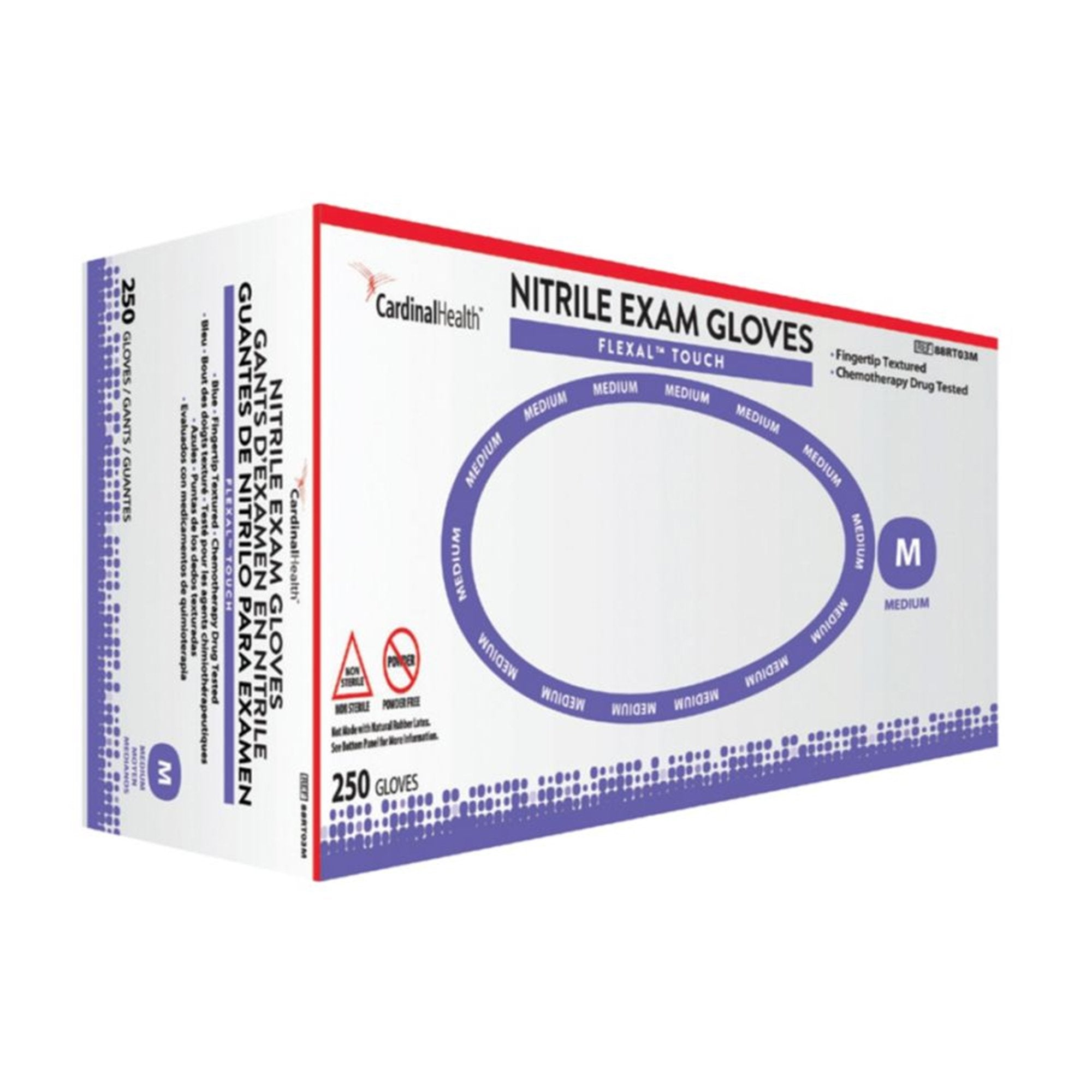 Exam Glove FLEXAL™ Touch Large NonSterile Nitrile Standard Cuff Length Textured Fingertips Blue Chemo Tested 88RT04L