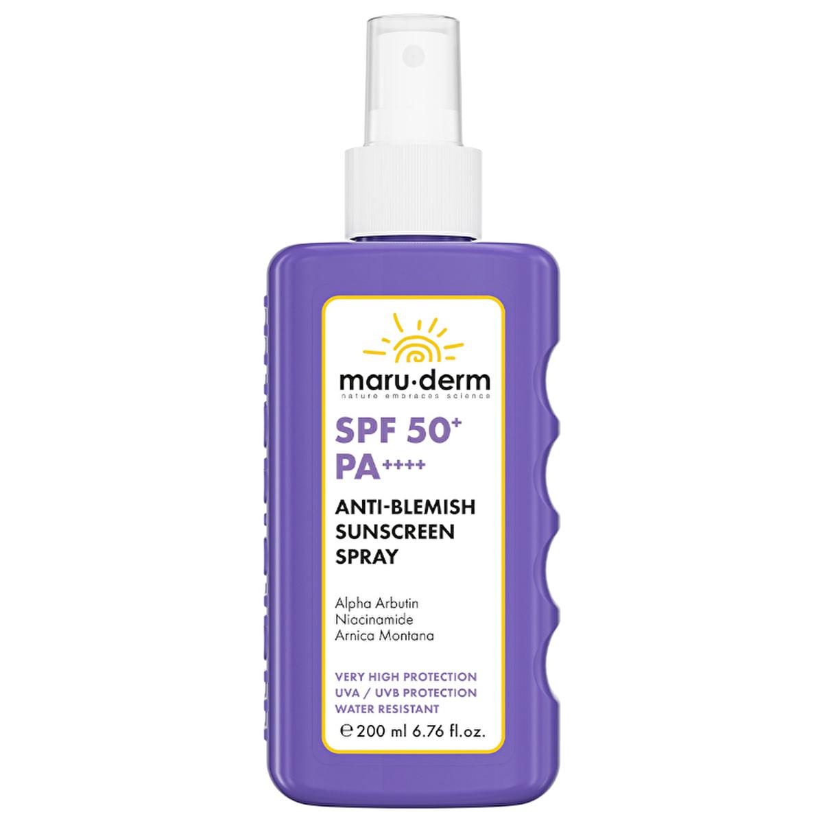 Maruderm SPF 50+ Anti Dark Spot Sunscreen Spray: Ultimate UVA/UVB Protection for Face & Body with Alpha Arbutin & Niacinamide - 6.76 fl oz