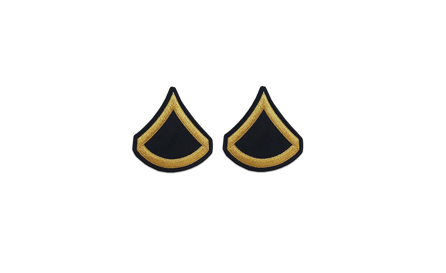US Army E3 Private First Class Gold on Blue Sew-on - Large/Male