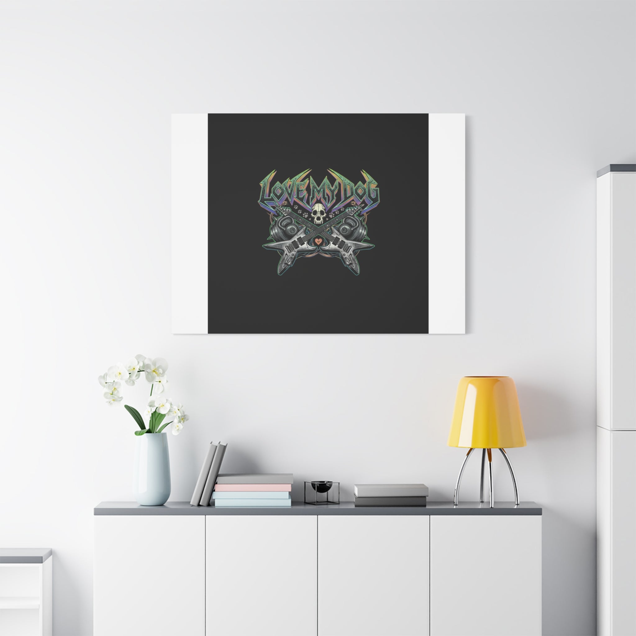 Love My Dog metal font Canvas | gothic wellness quote, edgy self-care merch