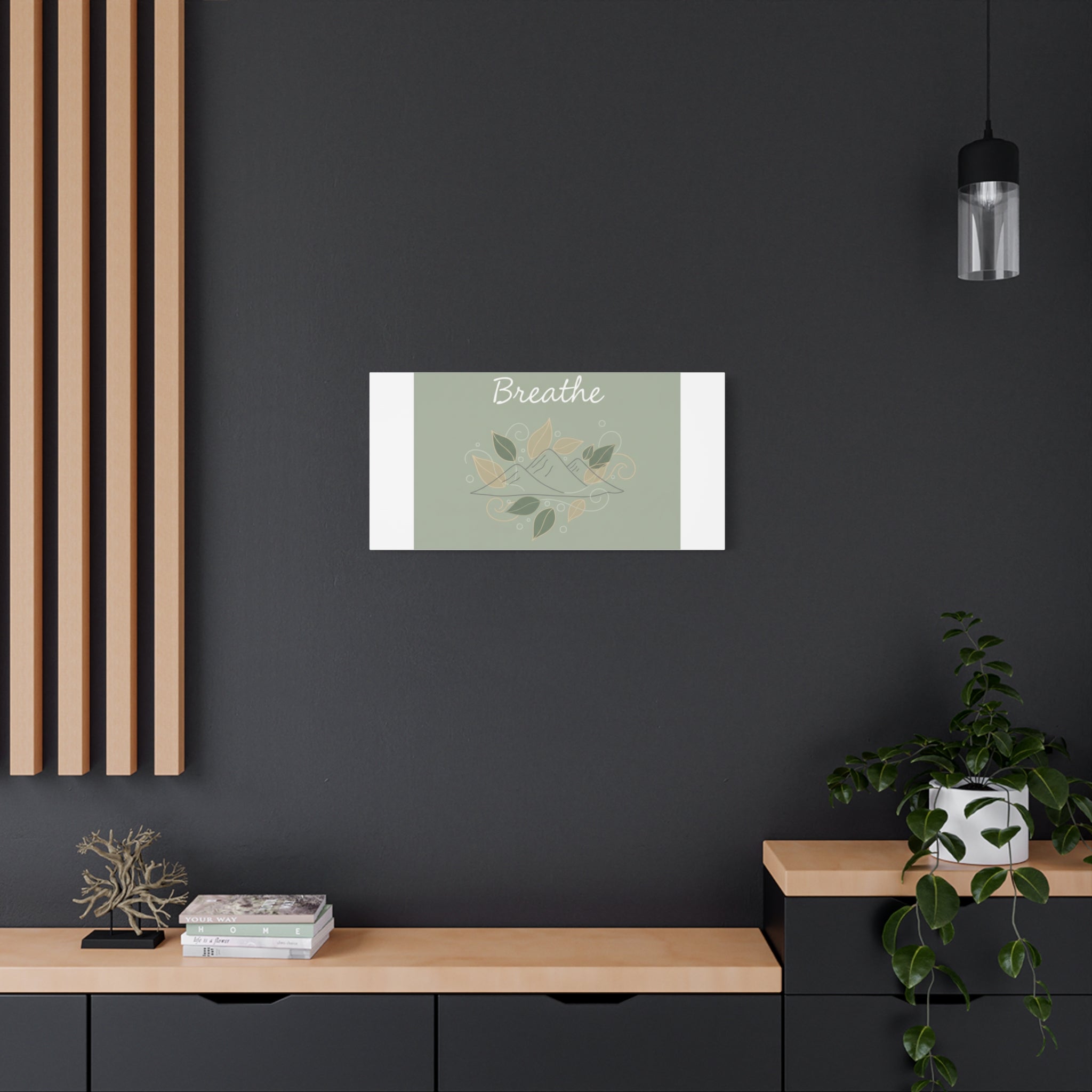 Breathe Mountain Line Canvas | Nature Symbols, Minimal Forest Wall Art