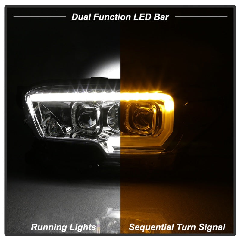 SPYDER xTune 16-18 Toyota Tacoma SR/SR5 DRL Proj Headlights w/Turn Signal - Chrm (PRO-JH-TTA16-SR-C) 9043017
