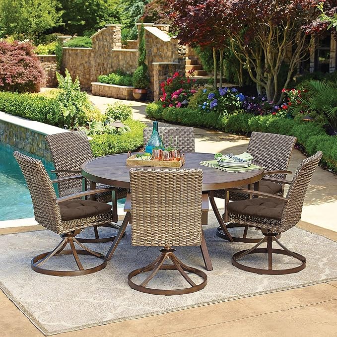 RACE LEAF 19" x 19" Patio Chair Seat Pads Brown - Outdoor/Indoor Patio Cushions Set of 2 - Replacement Cushions for Chairs and Seating - Olefin Seat Pads for Porch, Deck, and Garden Seats