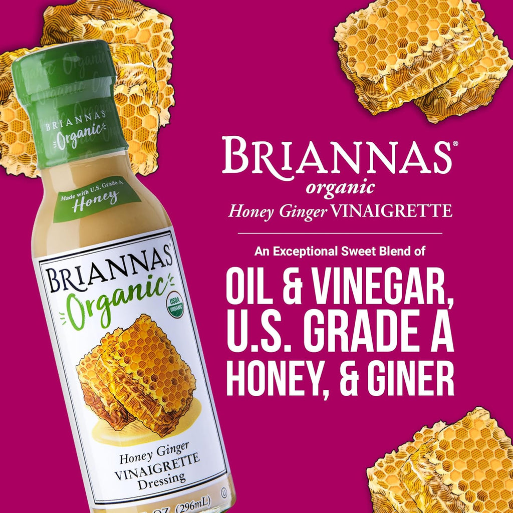 Brianna's Honey Ginger Vanilla Salad Dressing, Pack of 6, 10 Fl Oz