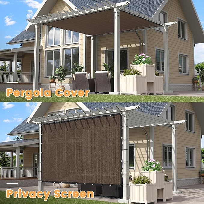 VICLLAX Shade Fabric Sun Shade Cloth with Every 2 FT Grommets for Patio Garden Pergola Cover Canopy 4x4 FT, Mocha