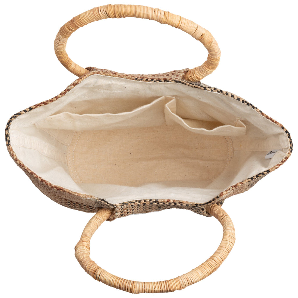 GreaterGood Palm Fiber Handbag with Cotton Lining and Interior Pockets
