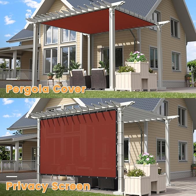 VICLLAX Shade Fabric Sun Shade Cloth with Every 2 FT Grommets for Patio Garden Pergola Cover Canopy 3x8 FT, Rust Red