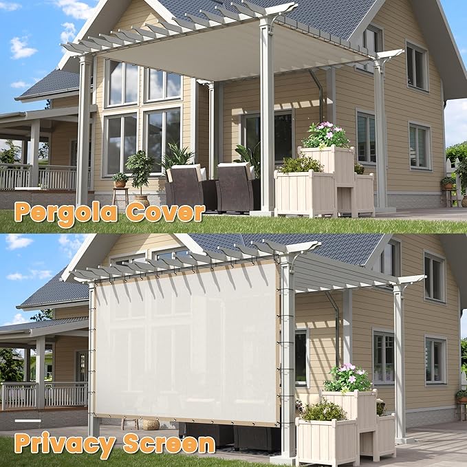 VICLLAX Shade Fabric Sun Shade Cloth with Every 2 FT Grommets for Patio Garden Pergola Cover Canopy 21x22 FT, Cream