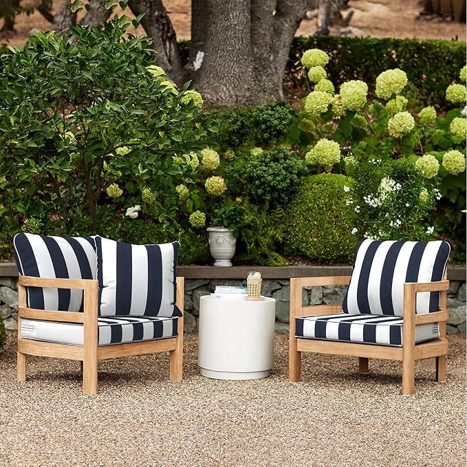 LVTXIII Outdoor/Indoor Deep Seat Cushion Patio Seat and Back Cushion Set All-Weather Replacement Chair Cushion for Garden Furniture Decoration, 24"x24"x4", Cabana Navy