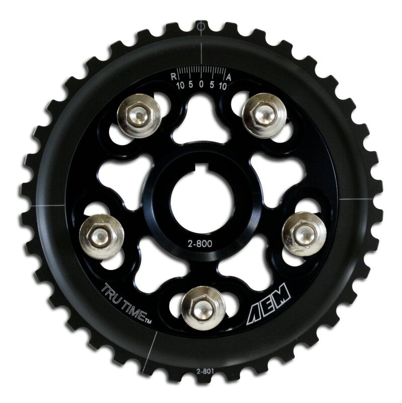 AEM Electronics Tru-Time Cam Gear Black 5-Bolt Honda D15B7 D16A6 & D16Z6