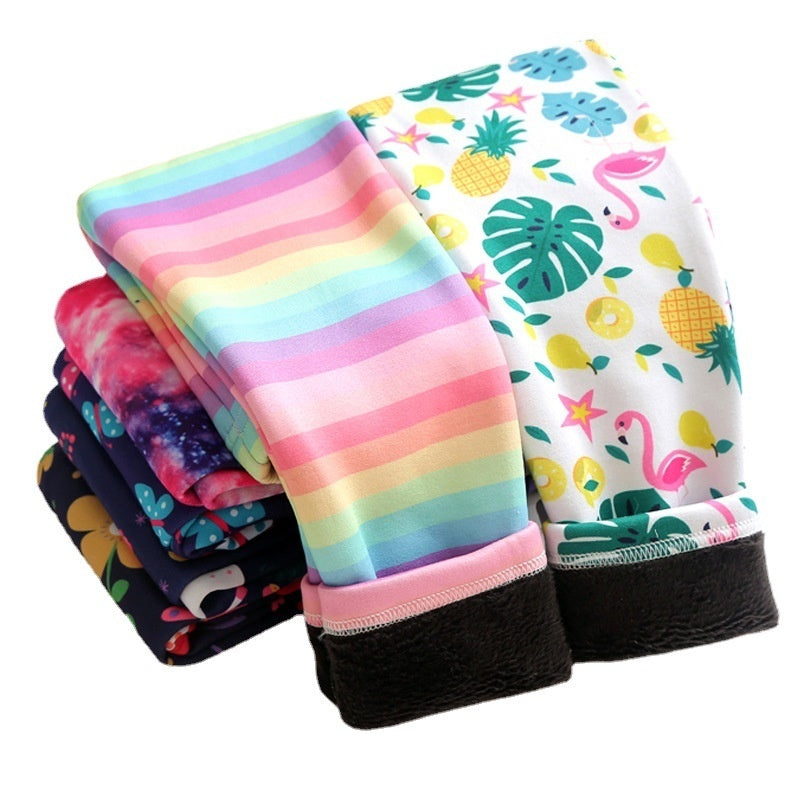 Girls Thin-Flannel SpringAutumn Outerwear Milk-Viscose Pants