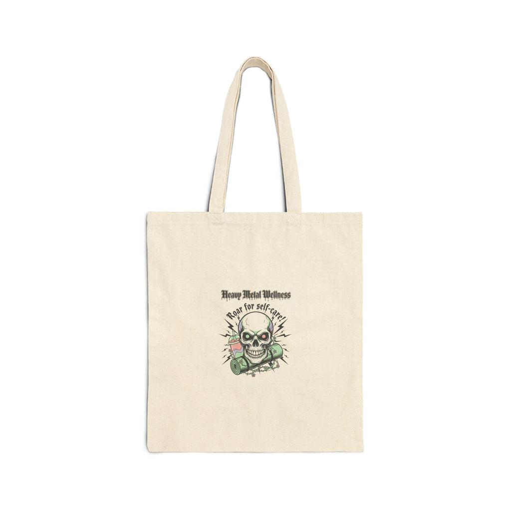 Heavy Metal Wellness Skull Tote | gothic wellness quote, edgy self-care merch