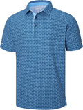 Golf Shirts for Men - Moisture Wicking Short Sleeve Performance Sport Casual Striped Collared Mens Polo Shirt