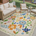 GENIMO Indoor Outdoor Area Rug 5' X 7' Waterproof, Washable Door Mat Non Shedding, Easy Cleaning Floral Outdoor Carpet for Patio, Entryway, Porch, Bathroom, Living Room, Bedroom, Backyard