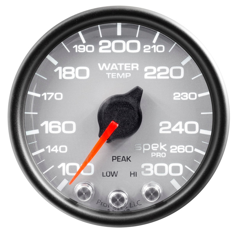 AutoMeter Gauge Water Temp 2-1/16in. 300 Deg. F Stepper Motor W/Peak & Warn Slvr/Blk Spek P34622