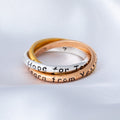GreaterGood Daily Reminder Trio Fidget Ring in Sterling Silver, Gold, and Copper