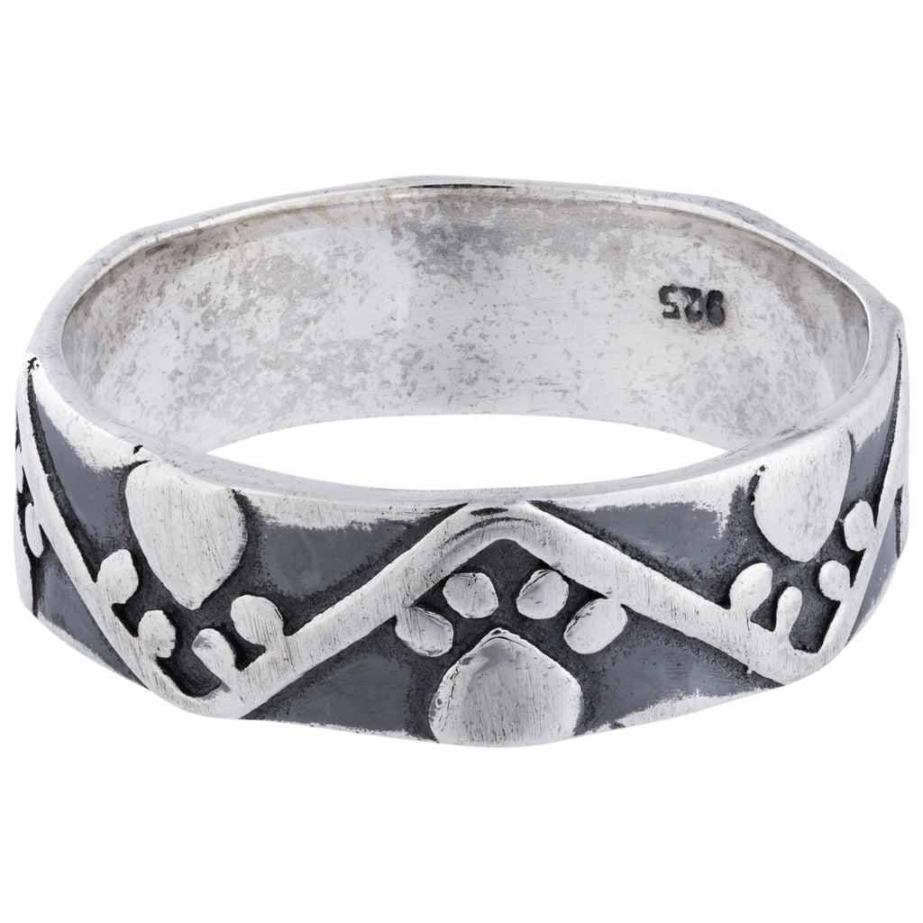 GreaterGood Zig Zag Paw Oxidized Sterling Silver Ring
