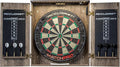 Accudart Match Pro Dartboard Cabinet Set - Official Size - Self Healing Sisal - Modern Style Woodgrain - Two Built-in Dartholders - LED Lighting - Includes Scoreboard, Chalk, Eraser, and Six Darts