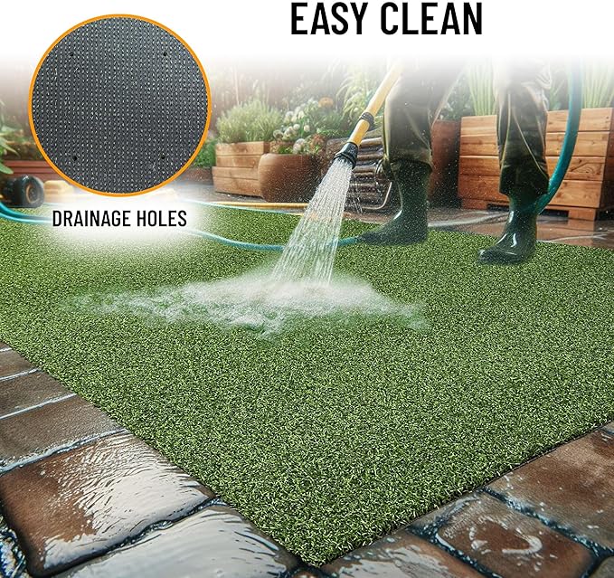 Ottomanson Artificial Turf Golf Hitting Mat 5' x 6'6" Indoor/Outdoor Waterproof Synthetic Fake Grass for Putting Practice Baseball Football Sports Gym Backyard, Custom Size 2' up to 30'