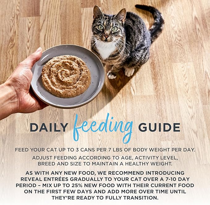 Reveal Entrées Natural Wet Cat Food Paté, Grain-Free with Added Vitamins & Minerals, Carrageenan-Free Tuna Fillet Paté Recipe (24 x 2.47 oz Cans)
