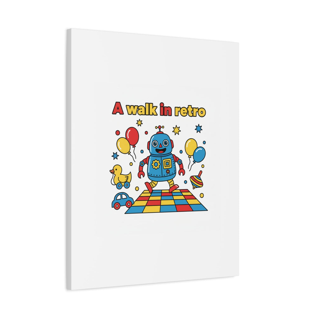 Retro Toy Robot Canvas | Throwback Kid, Primary Color Nostalgia