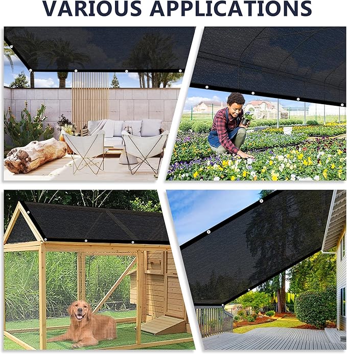 VICLLAX 90% Shade Cloth, 4x5FT Durable Black Mesh Trap with Every 3 FT Grommet, Sun Shade Fabric Netting for for Plants Cover, Greenhouse, Chicken Coop, Barn Kennel, Garden Patio