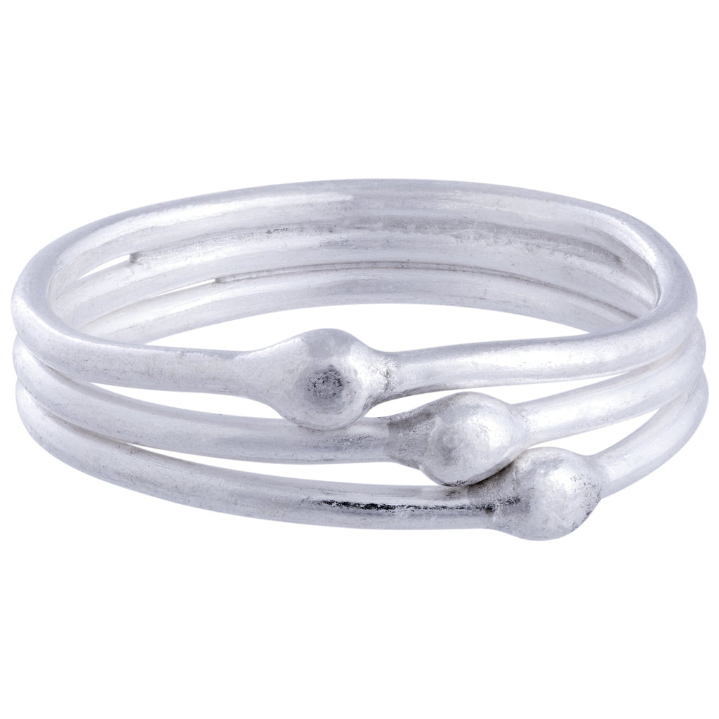 GreaterGood Tiny Dots Fused Trio Ring - Handmade Karen Hill Tribe Silver