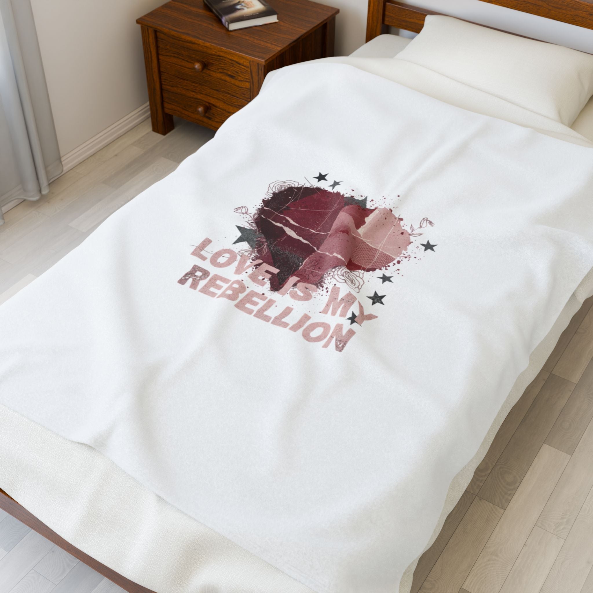 Love Is My Rebellion Velveteen Blanket | Soft Grunge Hearts, Distressed Heart Design
