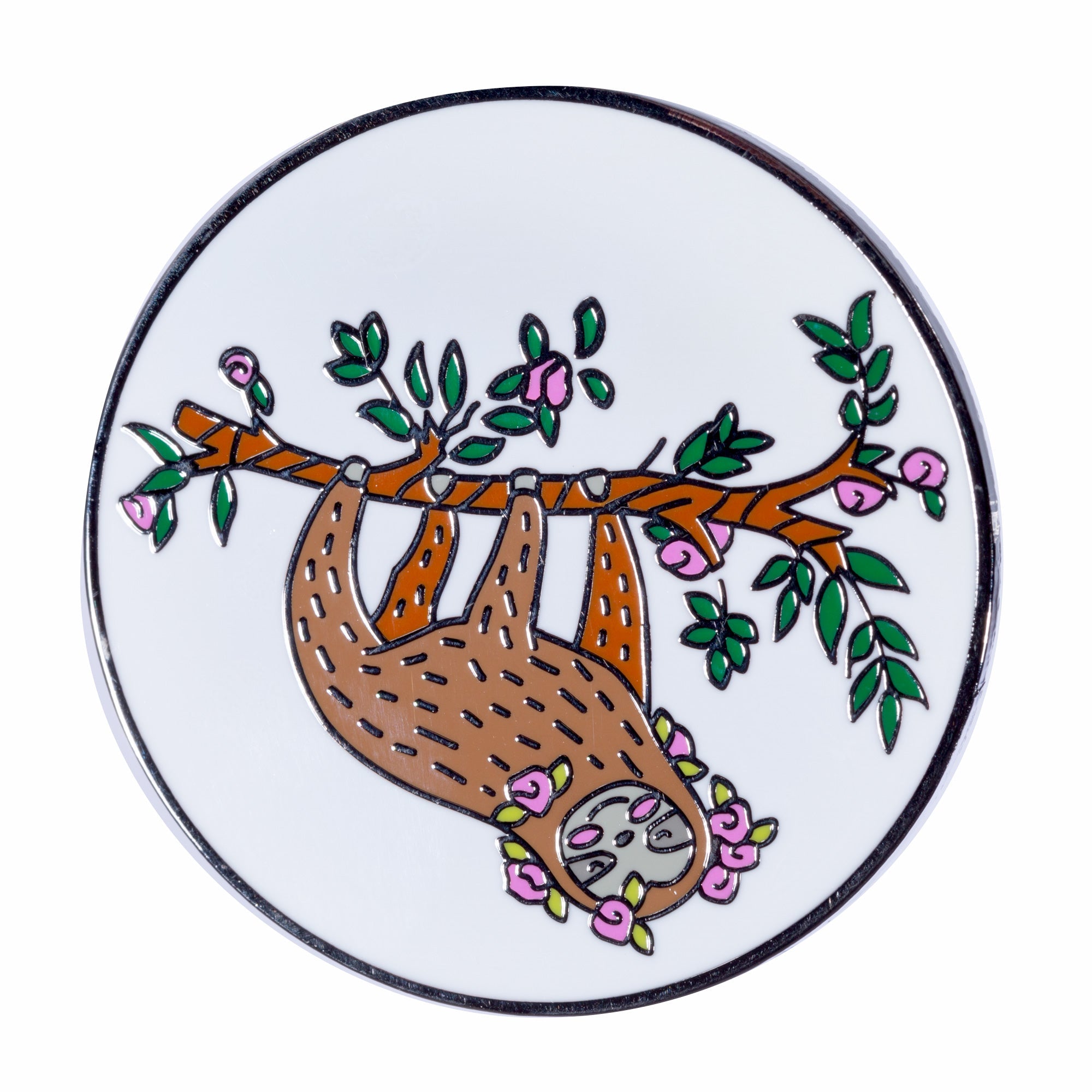 GreaterGood Hanging Out Sloth Enamel Pin - Flower Crown Lapel Pin