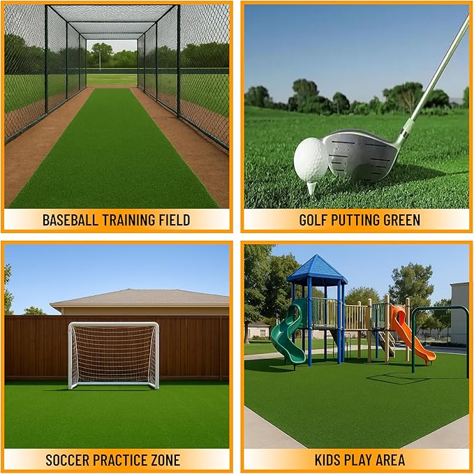 Ottomanson Artificial Turf Golf Hitting Mat 6'6" x 7' Indoor/Outdoor Waterproof Synthetic Fake Grass for Putting Practice Baseball Football Sports Gym Backyard, Custom Size 2' up to 30'