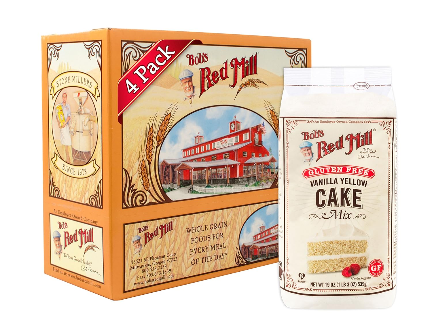 Bob's Red Mill Vanilla Yellow Cake Mix, Gluten-Free, Kosher, Case of 4 (19 oz)